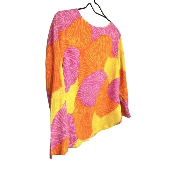 Vintage Joy Stevens Top Blouse 1960s Groovy Gogo Mod Flower Power Button Back - Picture 4 of 15